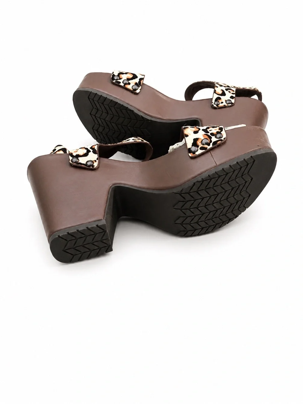 NWT Naked Feet Oro Leopard Calf Hair Platform Wedge Sandals Women’s 8.5M Bone